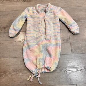 Handmade Knit Baby Sleep Sac Sack Gown Rainbow Pastel Newborn‎ Infant